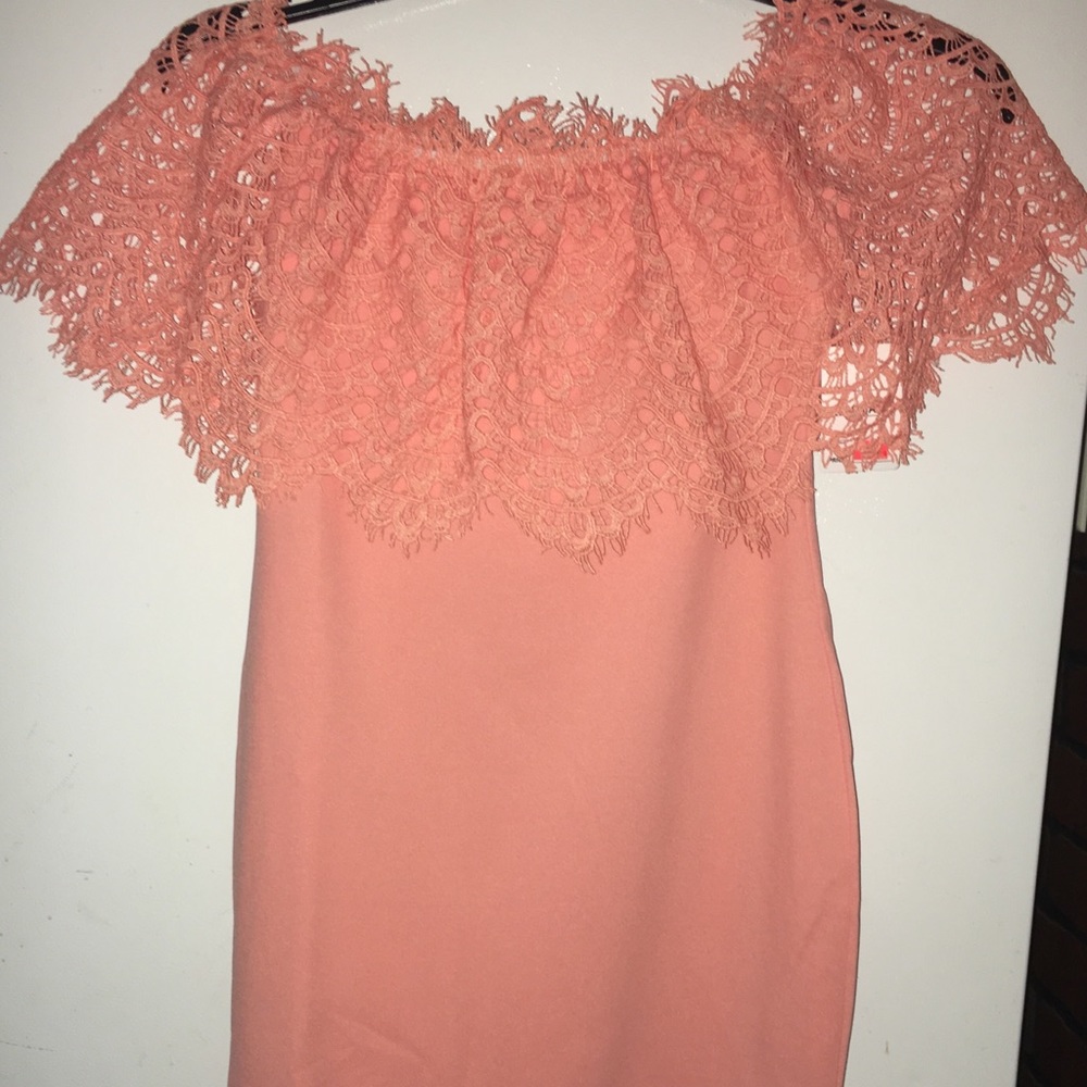 Beautiful Peach Off the Shoulder Dress with Lace
